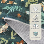 Lahome Chloe Insect Botanical 2x3 Kitchen Rugs for Entryway, Washable Small Green Door Mat Indoor Entrance, Soft Non-Slip Indoor Throw Carpet for Bathroom Bedroom Laundry(Dark Green,2x3)