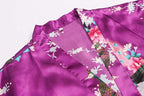 Women's Short Kimono Robes Bride and Bridesmaid Satin Floral Bathrobe Peacock Sleepwear Dressing Gown for Wedding Party