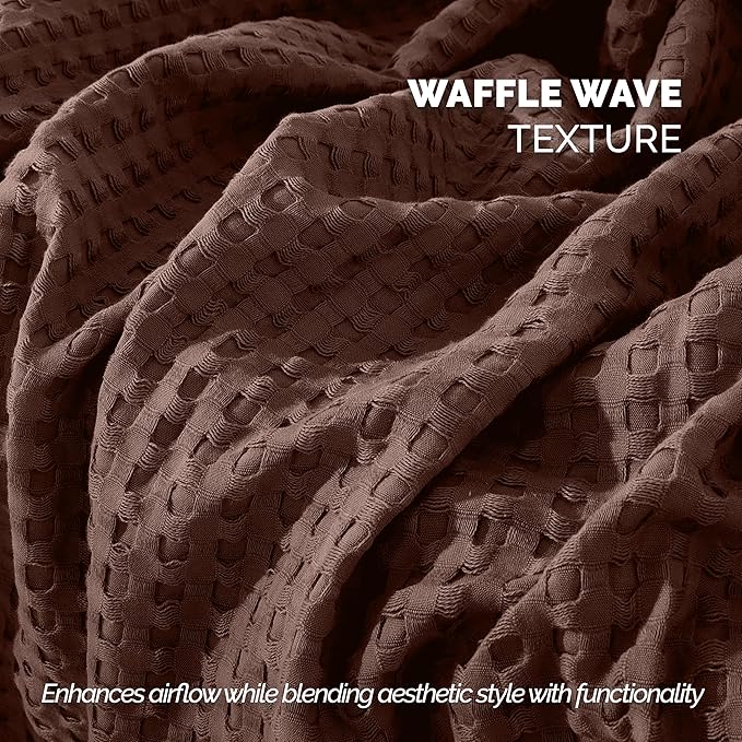 Elegant Comfort Premium 100% Cotton Waffle Blanket - Lightweight Breathable Waffle Weave Bed Blanket - Soft and Warm All Season Blanket for Couch, Sofa and Bed, TwinXL Size 68x90 Inches, Brown