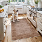 3x4 Washable Entryway Area Rug – Non-Slip Modern Abstract Small Area Rug for Kitchen, Bedroom, Bathroom – Soft Low-Pile Thin Indoor Door Mat (Warm Taupe,3x4)