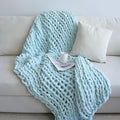 Maetoow Chenille Chunky Knit Blanket Throw （60×80 Inch）, Handmade Warm & Cozy Blanket Couch, Bed, Home Decor, Soft Breathable Fleece Banket, Christmas Thick and Giant Yarn Throws, Baby Blue
