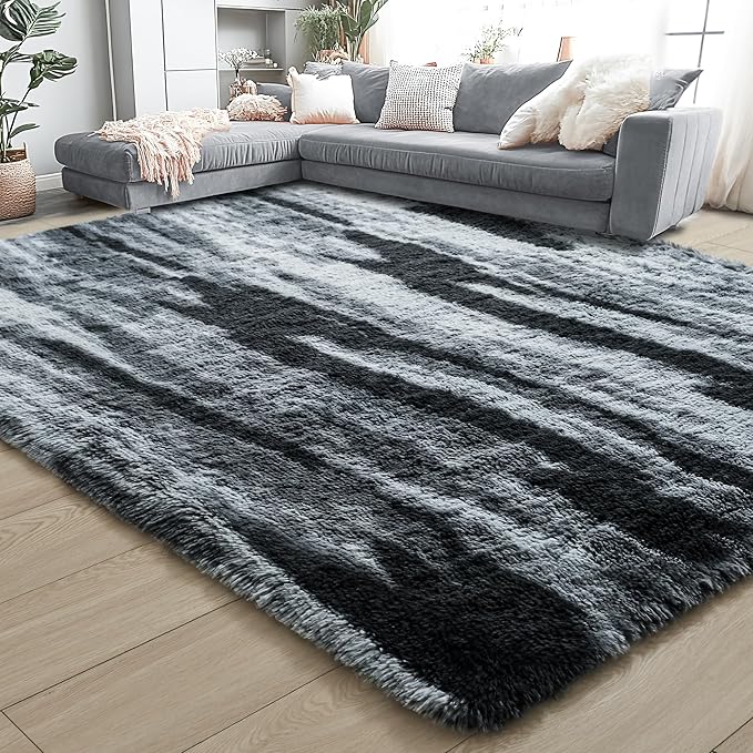 Noahas Large Fluffy 8x10 Area Rugs for Living Room Bedroom,Grey Thick Shag Throw Rug,Big Soft Shaggy Bedside Non-Slip Plush Dorm Nursery Kids Carpet