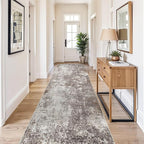 4x12 ft Wide Hallway Rug – Non-Slip Washable Large Long Carpet Runner for Kitchen, Indoor Entryway, Modern Abstract Low-Pile Thin Floor Mat for Bedroom, Living Room, Dining Room (Brown Beige,4x12)