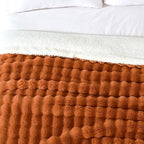 60x80 Inches Ultra-Soft Fuzzy Faux Fur Plush Twin Size Blanket - Thick, Warm Sherpa for Couch, Sofa, Bedroom, Camping - Decorative Blanket for Cozy Warmth, Bubble Rust