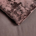 Fredsure Distressed Velvet Comforter Set, 5 Pieces Brown Queen, Distressed Velvet Face and Brushed Microfiber Reverse