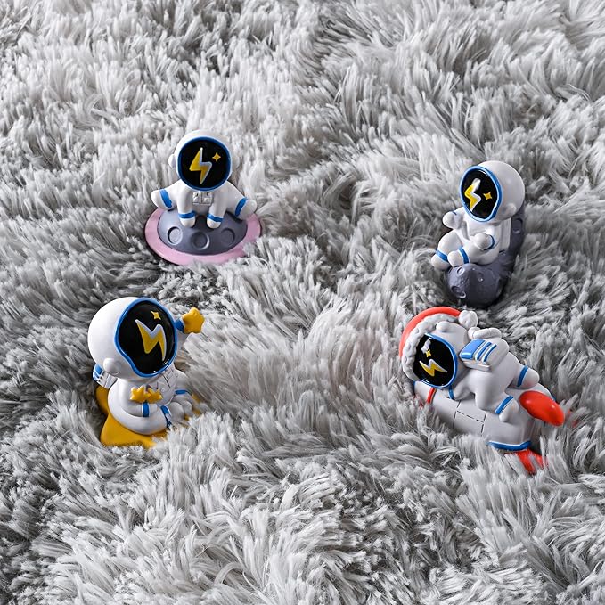 ISEAU Super Soft Rugs for Bedroom Shaggy Area Rug, 3x5 Feet Tie-Dye Shaggy Carpet Mats for Dorm, College, Apartment, Living Room, Non-Slip Abstract Fuzzy Rugs for Girls Boys Kids Room, Light Grey