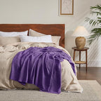 Bedsure Gentlesoft 100% Cotton Blanket King Size for Bed - Breathable and Soft for Spring Summer, Thick Cozy Waffle Weave Blanket Gifts for Women, Purple, 104x90 inches