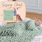 Adyrescia Chunky Knit Blanket Throw | 100% Hand Knit with Jumbo Chenille Yarn (50"x60", Sage Green)