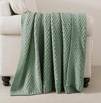 WDCOZY Chunky Cable Knit Throw Blanket Super Soft Warm Knitted Throw Blanket for Couch, Sofa, Chair, Bed Lightweight Breathable Cozy Comfortable Home Decorative Sage Green 60x80 Inches