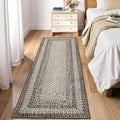 Runner Rug 2x8 Machine Washable Hallway Runner Rug Entryway Long Runner Carpet Braided Printed Throw Mat Non Slip Kitchen Mat Living Room Rustic Carpet for Bedroom Dining Room, Mocha