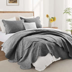 IR Imperial Rooms 10 Pack Twin Quilt Bedding Set (68" x 86") - Bulk Wholesale for Hotels, Guest Bedroom & Airbnbs - Lightweight Microfiber Reversible Floral Embossed Quilts Bedspreads (Grey)