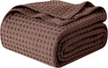 Elegant Comfort Premium 100% Cotton Waffle Blanket - Lightweight Breathable Waffle Weave Bed Blanket - Soft and Warm All Season Blanket for Couch, Sofa and Bed, TwinXL Size 68x90 Inches, Brown