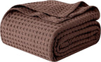 Elegant Comfort Premium 100% Cotton Waffle Blanket - Lightweight Breathable Waffle Weave Bed Blanket - Soft and Warm All Season Blanket for Couch, Sofa and Bed, Twin Size 68x88 Inches, Brown