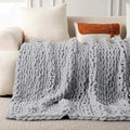Ultra Soft Chunky Knit Throw Blanket 40x50 Hand Knitted Warm Chenille Throw Blanket, Home Decor Soft Thick Yarn Cable Knit Blanket Breathable Fleece Banket Christmas for Couch Bed Sofa Best Gift
