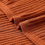 Chunky Knit Rust Orange Throw Blanket 60"x80" Soft Cozy Knitted Blanket for Couch Sofa Bed, Cute Decorative Spring Throw for Living Room