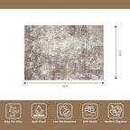 5x7 Washable Living Room Rug – Modern Neutral Abstract Area Rug for Bedroom, Dining Room, Kitchen & Home Office – Low Pile Thin Non-Slip Indoor Carpet (Brown Beige,5x7)