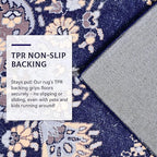 CRYPTOLITE Living Room Rug 7x10, Machine Washable Area Rug Non Slip Low Pile Rug for Living Room, Bedroom, Farmhouse, Dining Room, Navy Blue