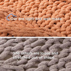 Chunky Knit Blanket Throw - 100% Hand Knitted Chunky Throw Blanket for Couch, Thick and Warm Blanket for Winter, Olive Green, 50x60 Inches