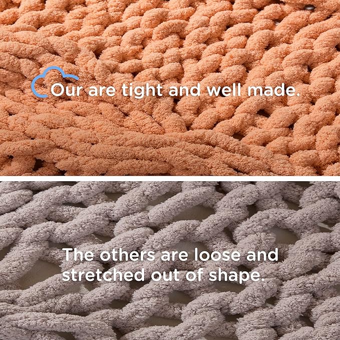 Chunky Knit Blanket Throw - 100% Hand Knitted Chunky Throw Blanket for Couch, Thick and Warm Blanket for Winter, Olive Green, 50x60 Inches