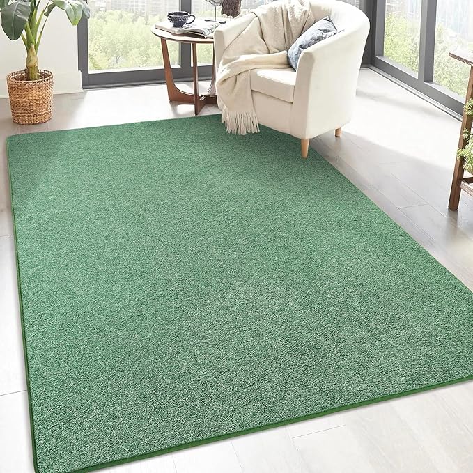 Keeko Soft Rugs for Bedroom, 3x5 Living Room Area Rug Washable Memory Foam Small Entryway Throw Rugs Low Pile Minimalist Non Slip Bedside Rug Carpet for Kids Nursery Dorm Room Decor Green