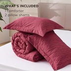 Bedsure Full Comforter Set - Dark Red Soft Bedding for All Seasons, Cationic Dyed Bed Set, 3 Pieces, 1 Full Size Comforter (82"x86") and 2 Pillow Shams (20"x26"+2")