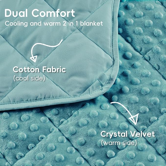yescool Weighted Blanket 7 Pounds Teal Twin Size Cooling Weighted Throw Blanket, Minky Heavy Blankets Warm Weighted Comforter, Big Washable Thick Blankets Gift for 60-90lbs, 40 * 60in