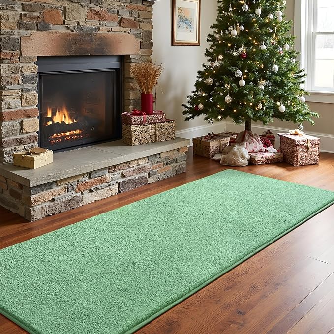 Keeko 2x6 Sage Green Area Rugs for Bedroom, Soft Modern Living Room Rug Indoor Non Slip Low Pile Washable Rug Memory Foam Carpets Throw Rugs for Kids Nursery Classroom Dorm Room Decorr