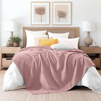 Elegant Comfort Premium 100% Cotton Waffle Blanket - Lightweight Breathable Waffle Weave Bed Blanket - Soft and Warm All Season Blanket for Couch, Sofa and Bed, Queen Size 90x90 Inches, Dusty Rose