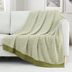 Carriediosa Heather Throw Blanket 60" X 80" Twin, 400GSM Ultra Soft Microfiber Fuzzy Fluffy Reversible Knitted Blankets Cozy Plush Lightweight and Warm Fall Throws for Couch, Bed, Sofa, Olive Green