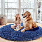 ONASAR Navy Blue Round Rugs 6ft for Living Room Bedroom, Fluffy Circle Area Rug for Kids Girls Boys Teen, Soft Plush Shaggy Carpet for Nursery Dorm Classroom Playroom Home Decor Aesthetic