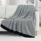 Carriediosa Heather Throw Blanket 60" X 80" Twin, 400GSM Ultra Soft Microfiber Fuzzy Fluffy Reversible Knitted Blankets Cozy Plush Lightweight and Warm Fall Throws for Couch, Bed, Sofa, Black
