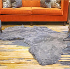 Lith African Map Faux Rabbit Fur Area Rug & Throw - Client Call It Impactful Gift - Soft Plush Luxurious Nursery + Living Room & Bedroom Floor or Chair Couch Sofa Bed Cover- 6x6 ft (Gray/Grey)