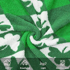 CYMULA St. Patrick's Day Knit Throw Blanket - Super Soft Lightweight Plush Shamrock Clover Blanket for Couch, Bed, Sofa, 60 x 80 Inches, Irish Green