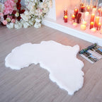 Lith Home Afro Faux Rabbit Fur Rug&Throw-Ultra Soft Plush Luxurious Chair Couch Sofa Bed Furniture Cover or Nursery Room-3x3 ft White African Map Shape