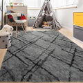 junovo 4x6 Fluffy Shaggy Area Rugs - Ultra Soft Washable High Pile Bedroom Rug for Kids, Living Room, Nursery & Dorm - Non-Slip Floor Carpet, Grey Aesthetic Home Decor