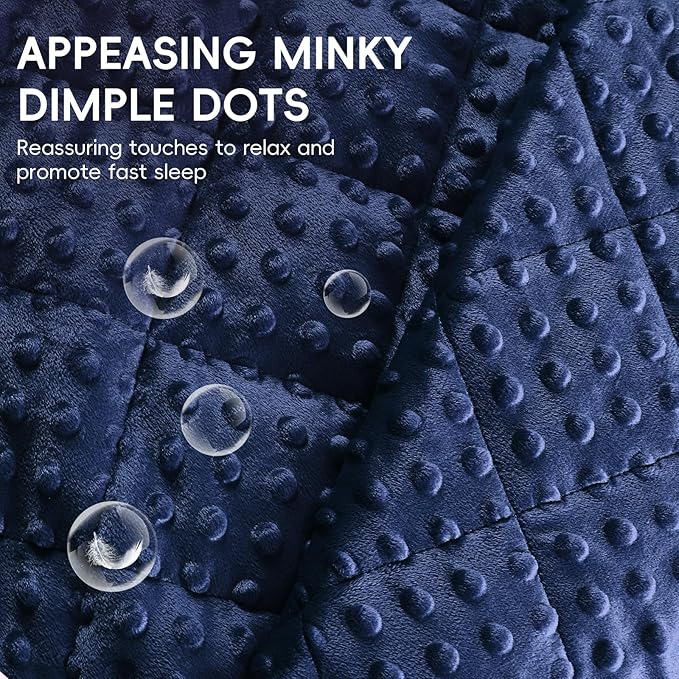 yescool Blue Weighted Blanket for Adults 15 lb, 48 * 72in Twin Full Size Heavy Throw Blanket for Better Sleep