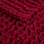 Madison Park Chenille Chunky Knit Handmade Throw Blanket, Luxuriously Soft Gift Blankets, Cottage Style Room Décor, Lightweight & Breathable All Seasons Throw Blanket for Couch, 50" W x 60" L Red