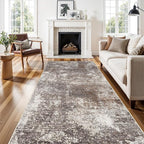 4x10 ft Extra Wide Hallway Rug – Non-Slip Washable Large Carpet Runner for Kitchen, Indoor Entryway, Modern Abstract Low-Pile Thin Floor Mat for Bedroom, Living Room, Dining Room (Brown Beige,4x10)