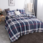 CLOTHKNOW Blue Plaid California King Comforter Set Buffalo Tartan Bedding Comforter Sets Soft Blue White Grey Grid Comforter with 2 x Pillow Cases