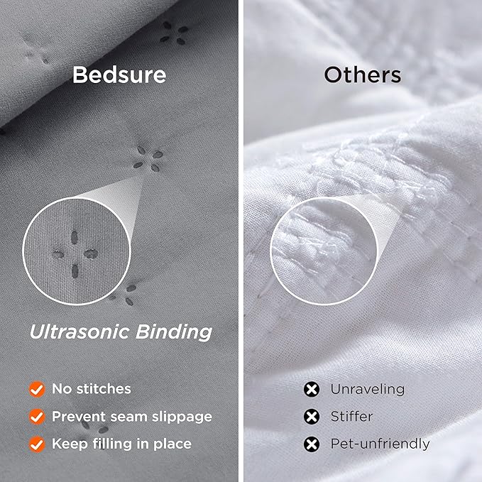 Bedsure Quilts Queen Size - Grey Bedspread Queen Size & Lightweight Comforter, Modern Coverlet with Clover Pattern, Ultra Soft All-Season Bedding, 90 x 96 Inches | Stitch-Free Quilting, Ultra Soft, Lightweight, Machine Washable, Pet-Friendly