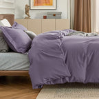 Bedsure Duvet Cover Full Size - Soft Double Brushed Bedding Set for Kids & Adults, Zipper Closure, 3 Pieces, Includes 1 Duvet Cover (80"x90") & 2 Pillow Shams, NO Comforter, Grayish Purple