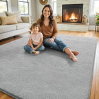 Keeko 4x6 Grey Area Rugs for Bedroom, Soft Modern Living Room Rug Indoor Non Slip Low Pile Washable Rug Fluffy Fuzzy Memory Foam Carpets Throw Rugs for Kids Nursery Classroom Dorm Room Decor