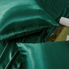 Blackish Green King Size Satin Pillowcase Set of 2 for Hair and Skin,Blackish Green Silk Pillowcase Breathable Pillowcase with Envelope Closure