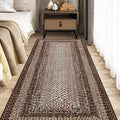 RUGSREAL Runner Rug for Hallway Kitchen Runner Carpet 2x10, Machine Washable Long Runner Throw Mat, Non Slip Entryway Rug Stain Resistant Braided Printed Carpet for Bedroom Living Room, Brown