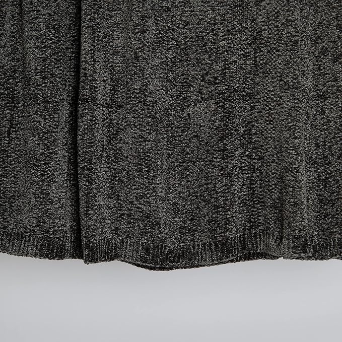 Best Home Fashion Super Soft Luxe Sheen Chenille Throw Blanket, Warm and Cozy Knitted Decorative Blanket for Sofa, Couch and Bed All Seasons 60 x 80 Inches- Grey