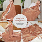 Blagic Knitted Throw Blanket for Couch Soft Farmhouse Boho Throw Blanket with Tassels Home Decorative Lightweight Throw Blankets,Maple Brown Throws for Bed/Chair/Sofa, Stripe Textured,60" W x 80" L