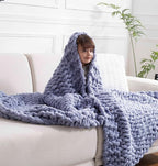 clootess Chunky Knit Blanket Knitted Throw Crochet Chenille Yarn Woven for Bed Sofa Textured Thick Cable Decor (Storm Grey 40x60in)
