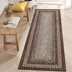 RUGSREAL Runner Rug 2x8 Machine Washable Hallway Runner Rug Entryway Long Runner Carpet Braided Printed Throw Mat Non Slip Kitchen Mat Living Room Rustic Carpet for Bedroom Dining Room, Brown