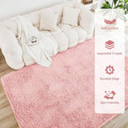 Litanika 8x10 Shag Area Rug for Living Room Bedroom, Pink High Pile Soft Plush Shaggy Furry Cute Bedside Playroom Dorm Carpet, Non-Slip, Non-Shedding Modern Indoor Floor Rug