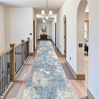 3x20 ft Extra Long Hallway Runner Rug - Non-Slip Washable Floor Runner with Rubber Backing, Modern Low Pile Thin Wide Carpet for Entryway, Kitchen, Living Room (Blue Rust, 3x20)